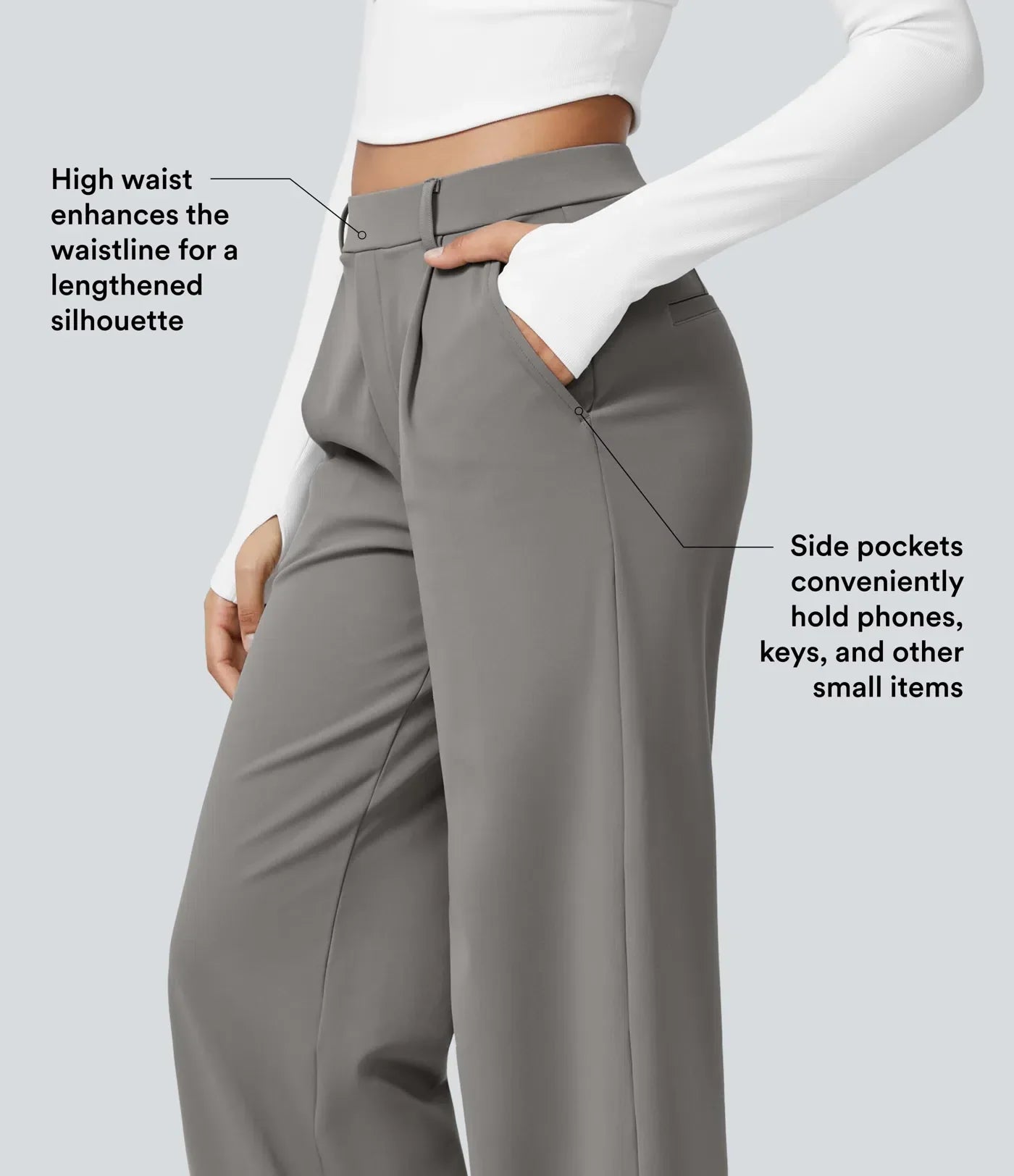 DayStretch High Waisted Pocket Straight Leg Work Pants